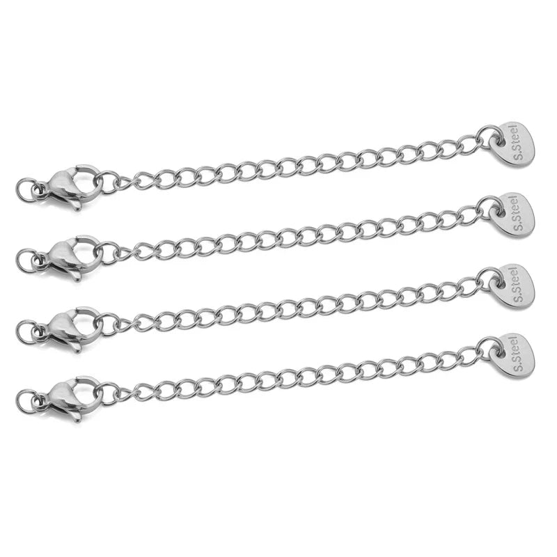 Stainless Steel Extension Chains with Lobster Clasps | 10pc Necklace & Bracelet Extenders | DIY Jewelry Making Findings