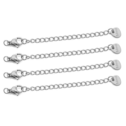 Stainless Steel Extension Chains with Lobster Clasps | 10pc Necklace & Bracelet Extenders | DIY Jewelry Making Findings