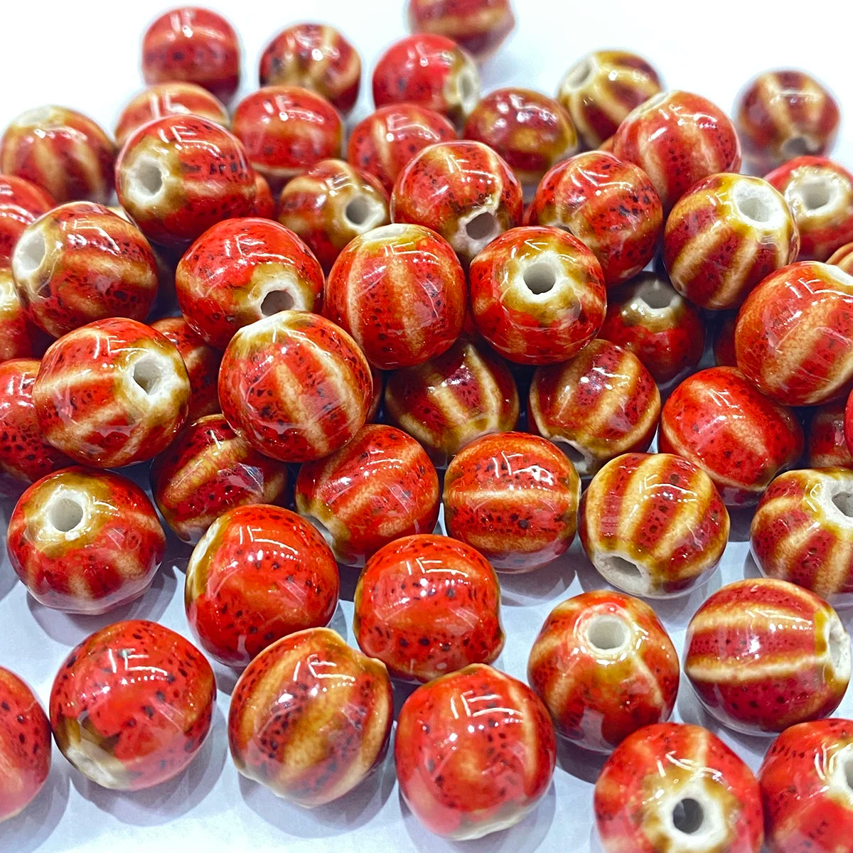11mm Ceramic Spacer Beads | Colorful Irregular Round Beads | 20/40pcs Multicolor Beads for Bracelets & DIY Jewelry Making