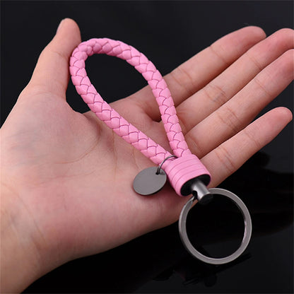Braided PU Leather Keychain | Woven Rope Keyring with Metal Clasp | DIY Bag Charm, Key Holder & Craft Accessory