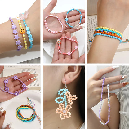 4mm Acrylic Round Beads | 3600pc 24-Color Bead Kit with Storage Box | Loose Beads for Bracelets & DIY Jewelry Making
