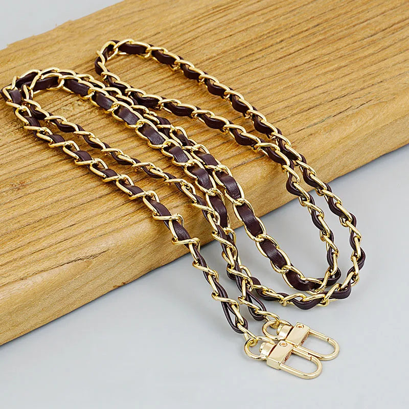 120cm Purse Chain Strap | Metal & Leather Crossbody Bag Chain | 47in Replacement Shoulder Strap for Handbags & DIY Bag Making