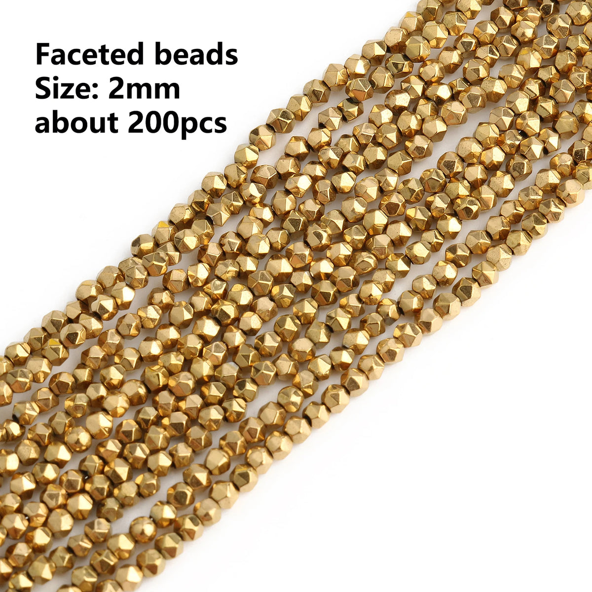 Gold Plated Hematite Beads | 4mm Heart, Cube, Rondelle & Irregular Spacer Beads | 15-Inch Jewelry-Making Strand