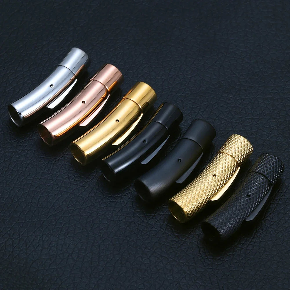 Stainless Steel Bayonet Clasp 2–8mm | Push-Lock Cylinder Closure for Leather Cord, Bracelets & DIY Jewelry Making