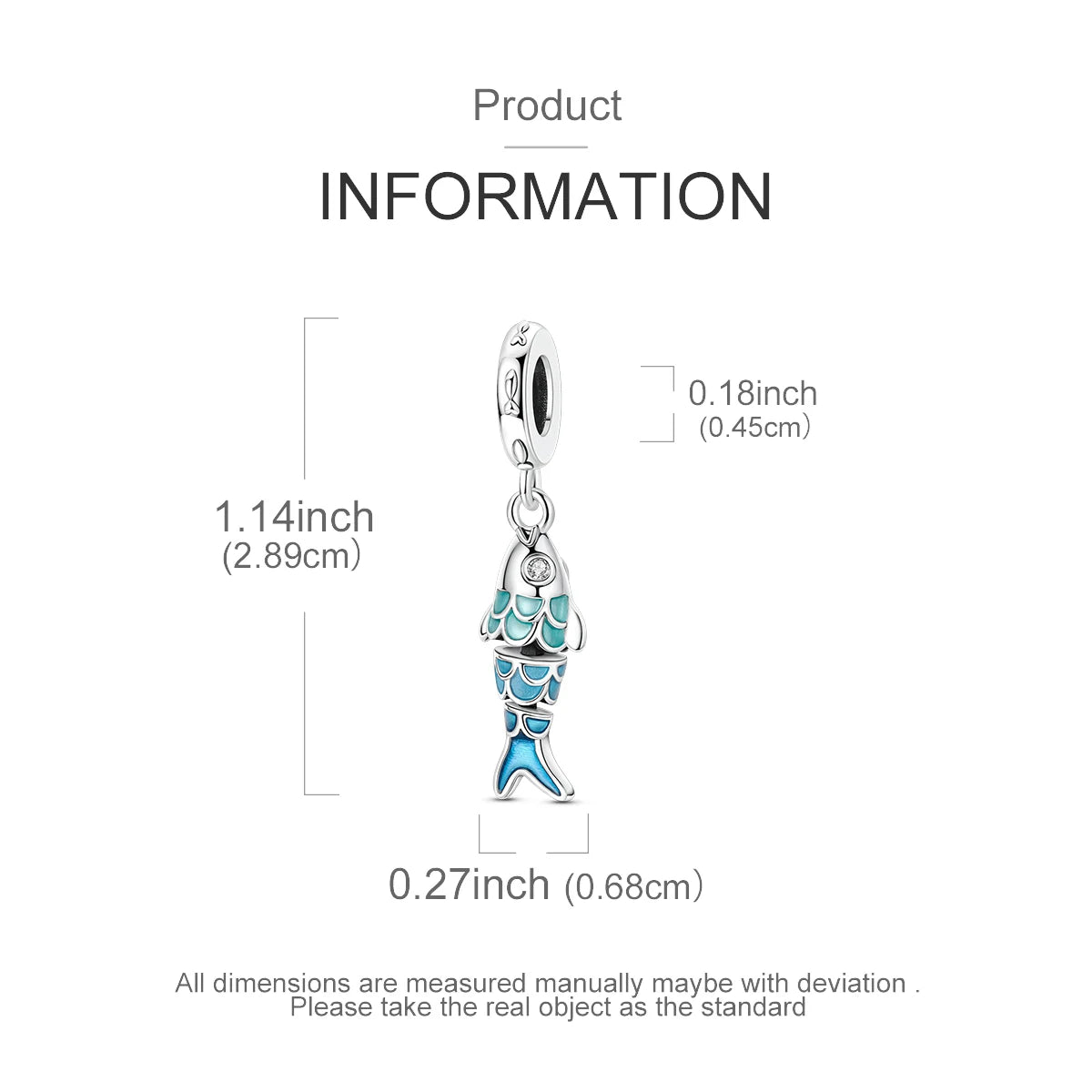 Fish Charm | Sterling Silver Ocean Charm | Fits European Style Bracelets & Necklaces | DIY Jewelry Supply