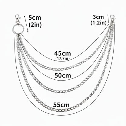 Metal Wallet Chain | Punk Hip Hop Belt Chain with Hook & Keyring | Pants Waist Chain for Keys, Wallets & DIY Accessories