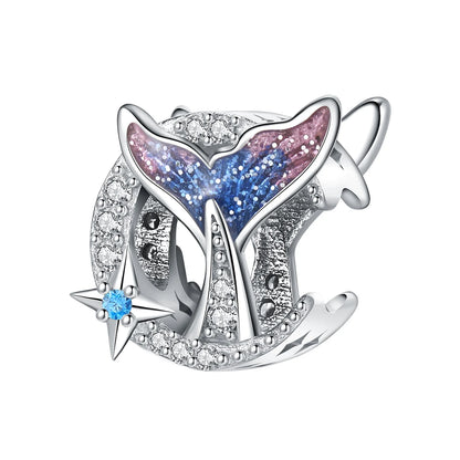 925 Sterling Silver Simple Versatile Cartoon Fish Tail Original Pendants Bracelet Charms Fit Jewelry Party Beads DIY Fine Gifts