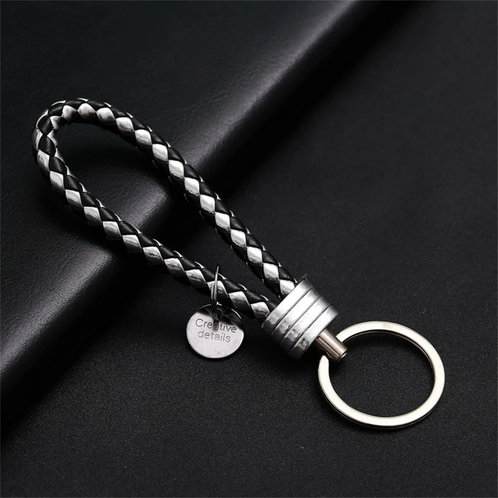 Braided PU Leather Keychain | Woven Rope Keyring with Metal Clasp | DIY Bag Charm, Key Holder & Craft Accessory
