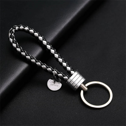 Braided PU Leather Keychain | Woven Rope Keyring with Metal Clasp | DIY Bag Charm, Key Holder & Craft Accessory