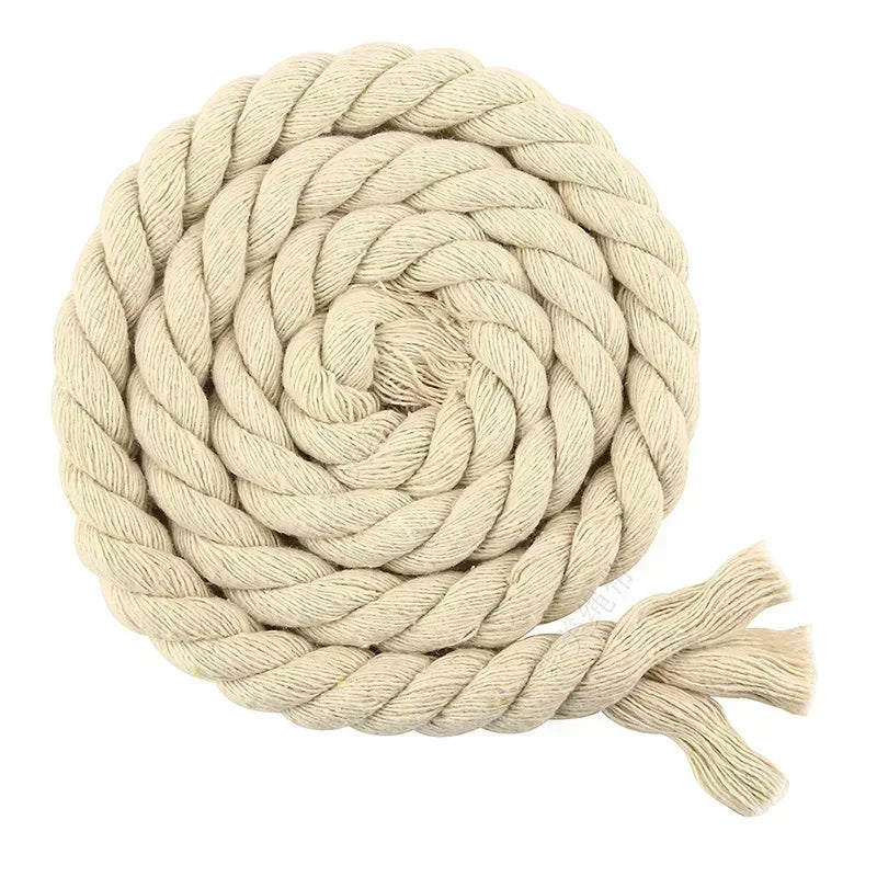 100% Cotton Macrame Rope Cord | 3-Strand Twisted Craft Rope | 5M Thick Cotton Cord 5–20mm | Bag Making & Home Decor DIY Supply