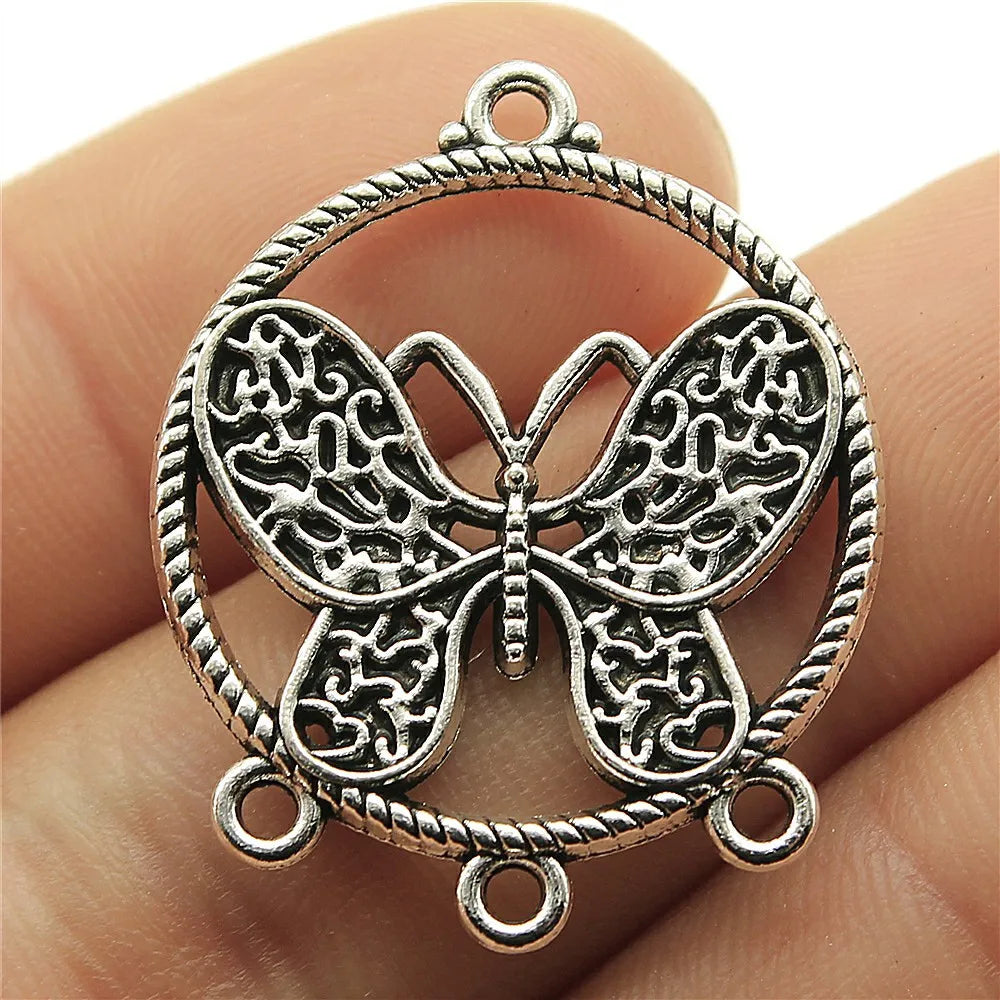 10 Antique Silver Butterfly Charms | Butterfly Pendants for DIY Jewelry Making | Bracelet, Necklace & Earring Supplies