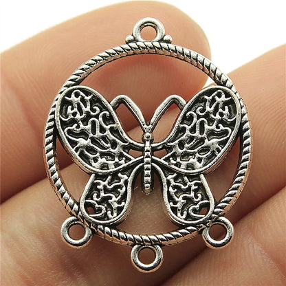 10 Antique Silver Butterfly Charms | Butterfly Pendants for DIY Jewelry Making | Bracelet, Necklace & Earring Supplies