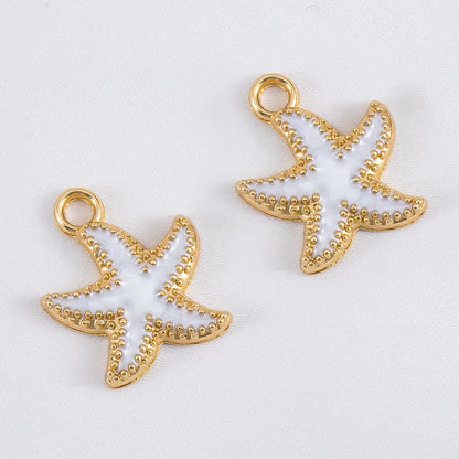 Ocean Charms | 10 White Enamel Sea Life Pendants | Shell, Coral, Fish & Heart DIY Jewelry Supplies
