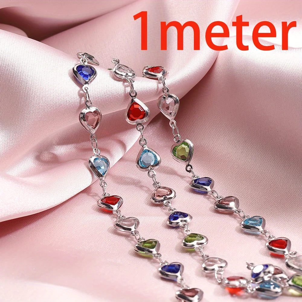 Crystal Bead Chain | 39.4-Inch Copper Chain (1 meter) | Colorful Necklace, Bracelet & DIY Jewelry Making Supplies
