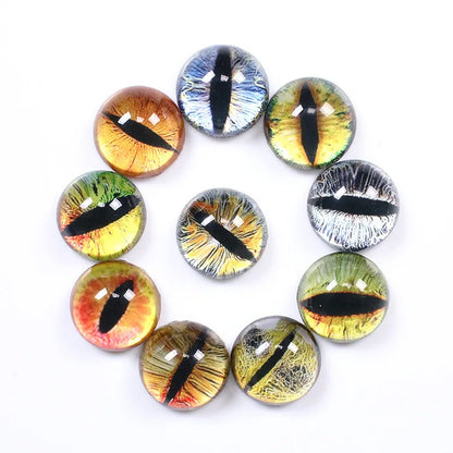 20pc Glass Eyes for Crafts | 8mm to 16mm Cat Dragon Dinosaur Eyes | Round Cabochons for DIY Dolls, Jewelry & Craft Making