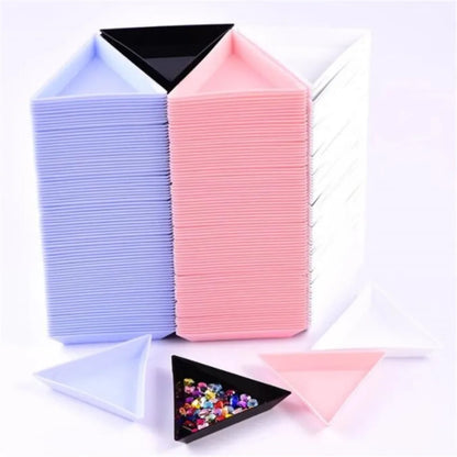 Set of 10 Bead Sorting Trays | Plastic Triangle Trays | Rhinestone & Sequin Organizer for Jewelry Making