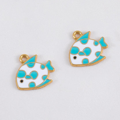 Ocean Charms | 10 White Enamel Sea Life Pendants | Shell, Coral, Fish & Heart DIY Jewelry Supplies