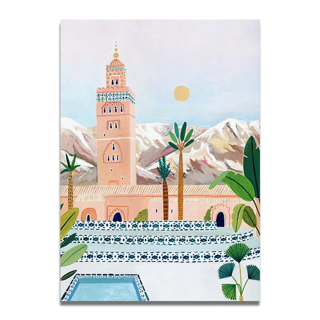 Santorini Lisbon Canvas Wall Art Print Poster Lake Como Central Park Decorative Painting Travel Mural Home Decor Gift Unframed