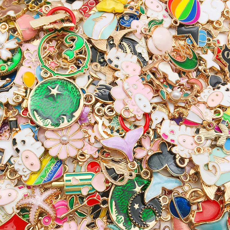 Gold Enamel Jewelry Charms Mix | 20, 30 & 50 Piece DIY Charm Set | Assorted Pendant Charms for Bracelets, Necklaces, Earrings & Crafts