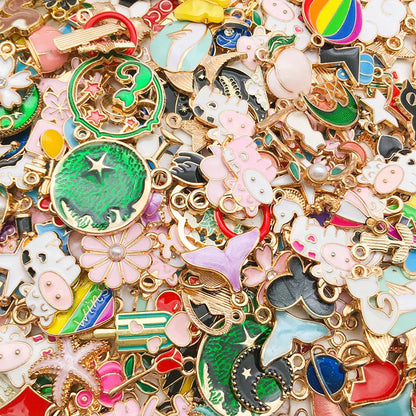Gold Enamel Jewelry Charms Mix | 20, 30 & 50 Piece DIY Charm Set | Assorted Pendant Charms for Bracelets, Necklaces, Earrings & Crafts