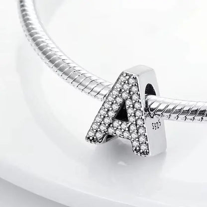 925 Sterling Silver A–Z Alphabet Charms | Initial Letter Beads for Charm Bracelets | DIY Jewelry Gift for Women