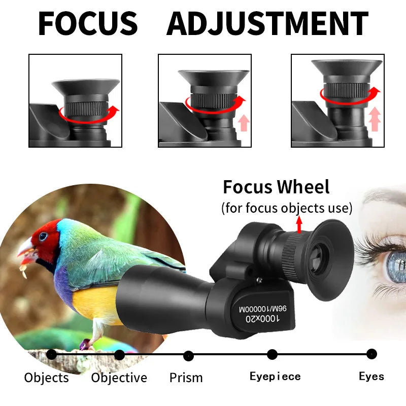 Portable high-definition monocular telescope with high magnification zoom, hunting, camping, mountaineering, outdoor fishing