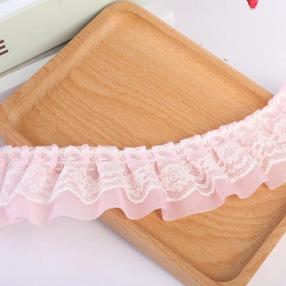 Pleated Chiffon Lace Trim | 2 Yards Double Layer Ruffle Ribbon | 5cm Sewing Trim for Clothing, Wedding Decor & DIY Crafts #SewingSupplies #ChiffonTrim