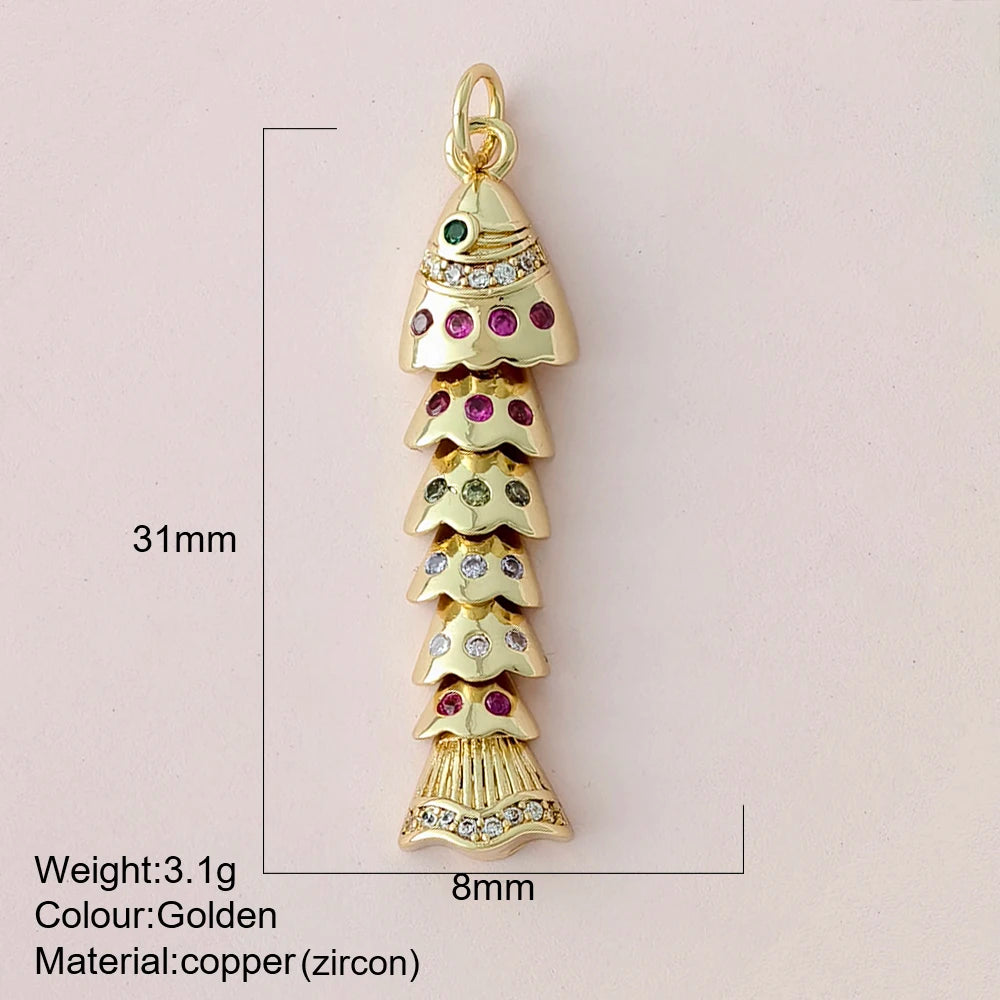 Cute Fish Charms | Gold Color Animal Pendants | Boho Charms for Earrings, Bracelets, Necklaces, Keychains & DIY Jewelry Making