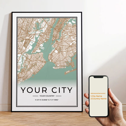 Custom Personalized City And County Map World Cover Gift Wall Art Printing Picture Living Room Bedroom Home Decoration