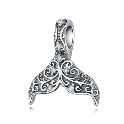 925 Sterling Silver Simple Versatile Cartoon Fish Tail Original Pendants Bracelet Charms Fit Jewelry Party Beads DIY Fine Gifts