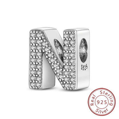925 Sterling Silver A–Z Alphabet Charms | Initial Letter Beads for Charm Bracelets | DIY Jewelry Gift for Women