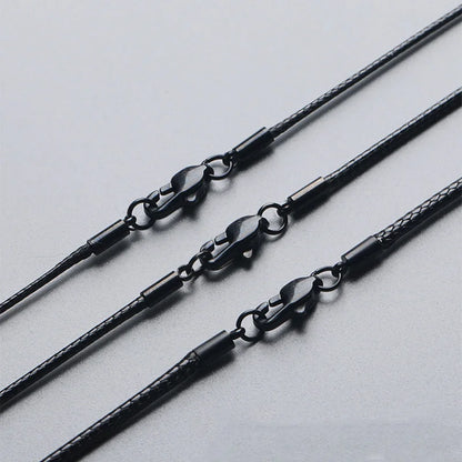 Waxed Leather Cord Necklace | Stainless Steel Clasp Pendant Chain | Adjustable 40–70cm for Men & Women