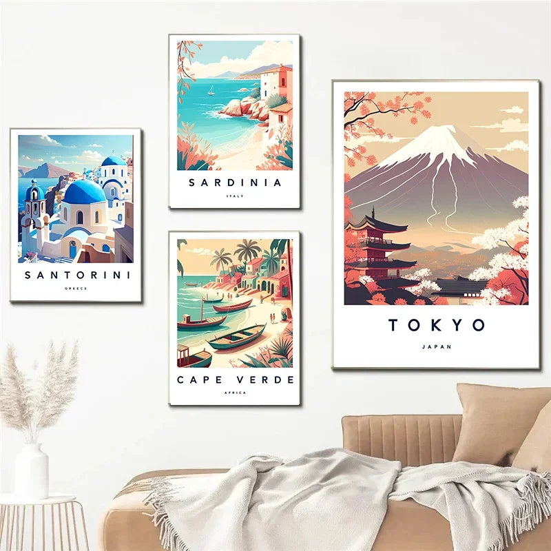 Florence Italy Europe TraveI City Landscape Poster Amalfi Rome Tuscany Sardinia Canvas Print Painting Wall Art Office Home Decor