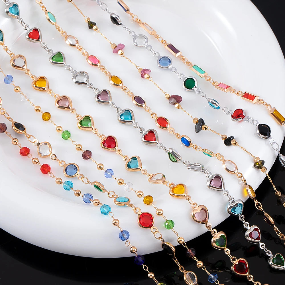 Colorful beaded necklaces on a white plate