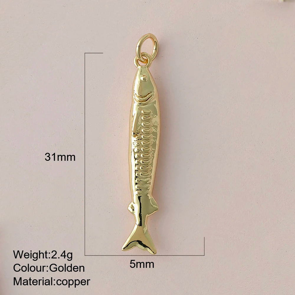 Cute Fish Charms | Gold Color Animal Pendants | Boho Charms for Earrings, Bracelets, Necklaces, Keychains & DIY Jewelry Making