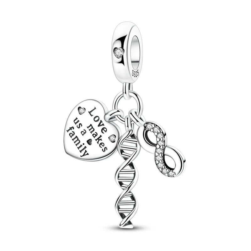Sterling Silver Bear Family Tree Charm | 925 Charm Bead for Pandora Style Bracelets | Nature Jewelry Gift for Mom, Daughter & Women