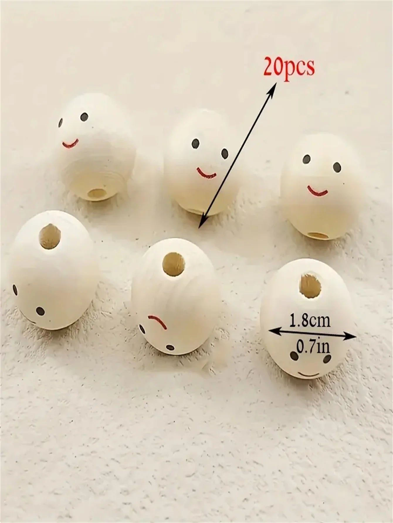 Smiley Face Wooden Beads | 20-Piece Round Expression Beads | DIY Jewelry Making, Bracelets, Necklaces & Craft Supplies