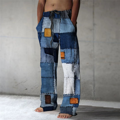 Men's Trousers Summer Pants Beach Pants Drawstring Elastic Waist 3D Print Color Block Geometric Graphic Prints Casual Pants