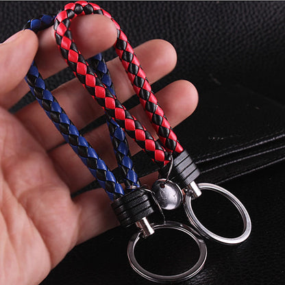 Braided PU Leather Keychain | Woven Rope Keyring with Metal Clasp | DIY Bag Charm, Key Holder & Craft Accessory