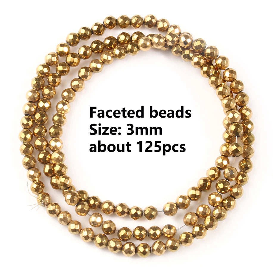 Gold Plated Hematite Beads | 4mm Heart, Cube, Rondelle & Irregular Spacer Beads | 15-Inch Jewelry-Making Strand