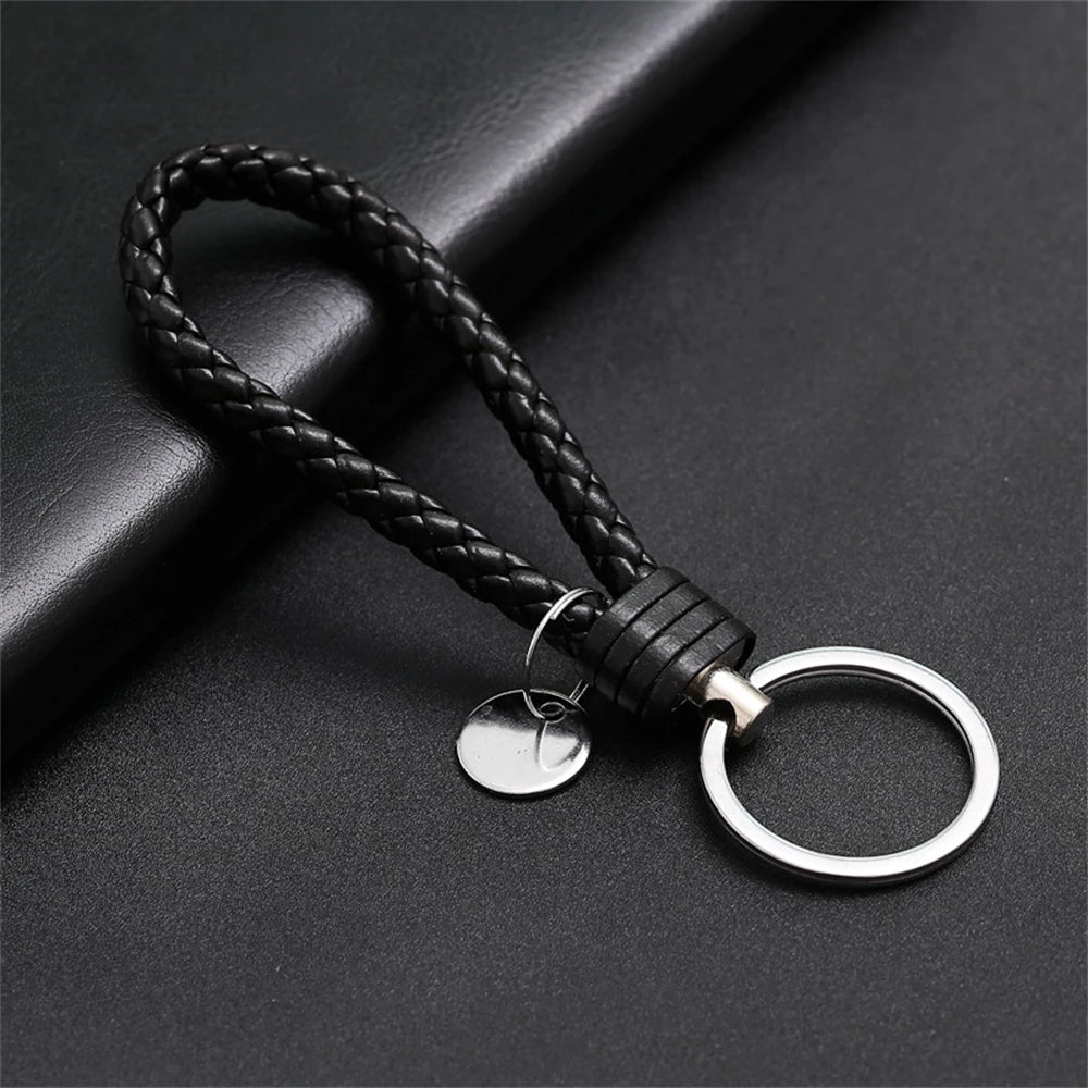 Braided PU Leather Keychain | Woven Rope Keyring with Metal Clasp | DIY Bag Charm, Key Holder & Craft Accessory