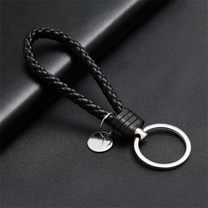 Braided PU Leather Keychain | Woven Rope Keyring with Metal Clasp | DIY Bag Charm, Key Holder & Craft Accessory