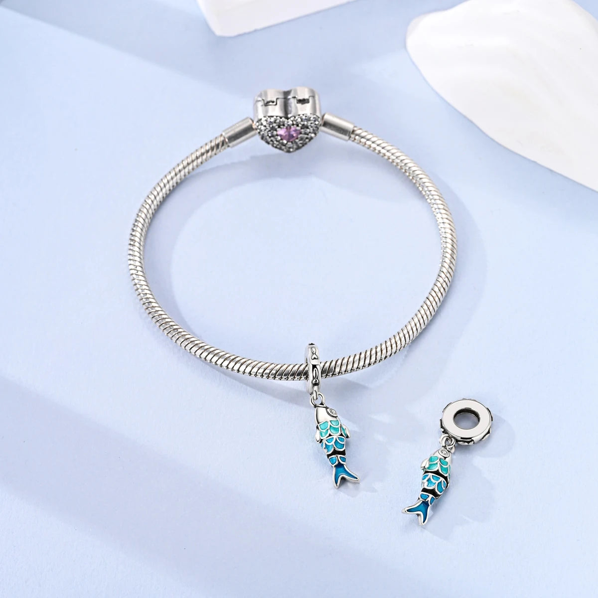 Fish Charm | Sterling Silver Ocean Charm | Fits European Style Bracelets & Necklaces | DIY Jewelry Supply