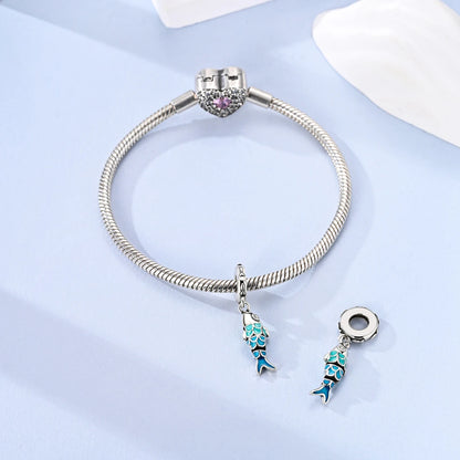 Fish Charm | Sterling Silver Ocean Charm | Fits European Style Bracelets & Necklaces | DIY Jewelry Supply