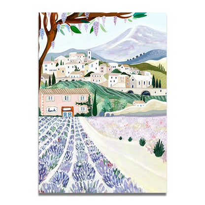 Santorini Lisbon Canvas Wall Art Print Poster Lake Como Central Park Decorative Painting Travel Mural Home Decor Gift Unframed