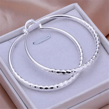 5cm Hoop Earrings | 925 Sterling Silver Circle Hoops | Classic Lightweight Earrings for Women, Wedding & Everyday Jewelry