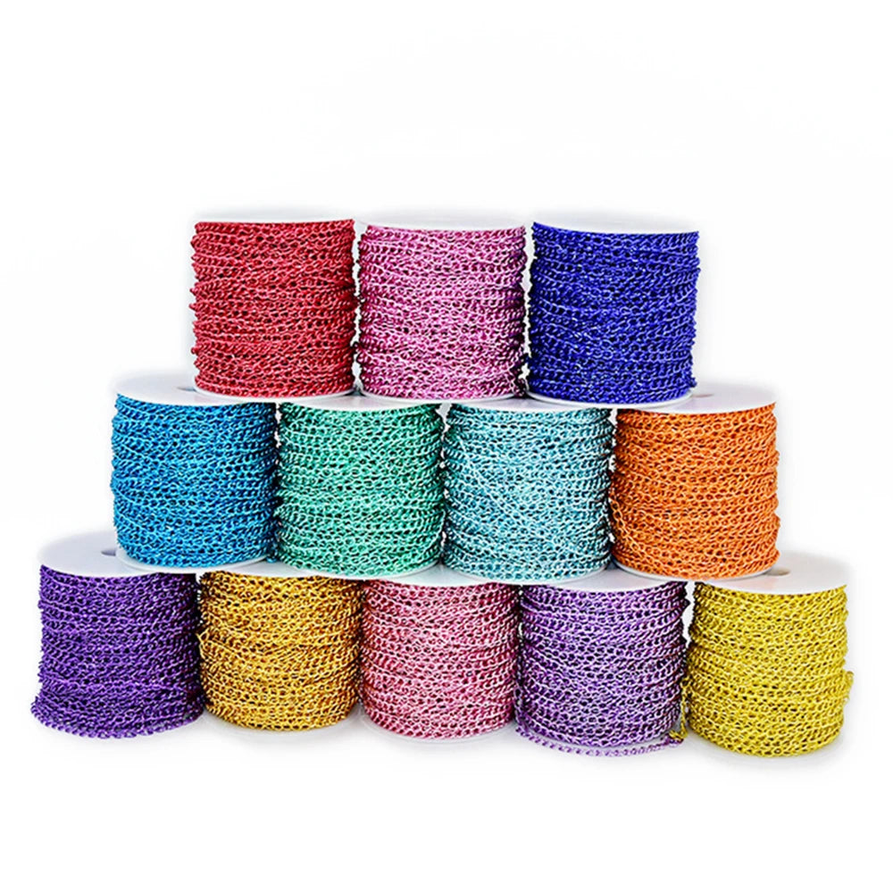 Colorful Metal Jewelry Chain | 2 Meter Link Chain for Necklaces & Bracelets | DIY Jewelry Making & Craft Supplies