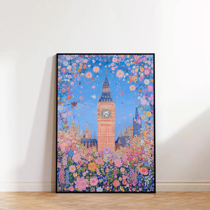 1pc Modern Cityscape Travel Mural Pink Flowers Nature Landscape Buildings Art Poster European City Mural Unframed Home Decor