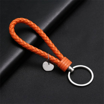 Braided PU Leather Keychain | Woven Rope Keyring with Metal Clasp | DIY Bag Charm, Key Holder & Craft Accessory