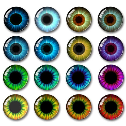 20pc Glass Eyes for Crafts | 8mm to 16mm Cat Dragon Dinosaur Eyes | Round Cabochons for DIY Dolls, Jewelry & Craft Making